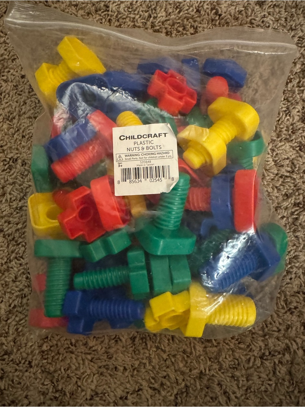 Colorful Plastic Nuts & Bolts Set - Red, Blue, Green, Yellow